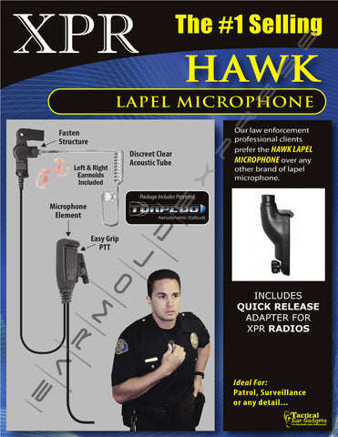 HAWK LAPEL MIC AND QUICK RELEASE ADAPTER FOR MOTOROLA MOTOTRBO XPR SERIES